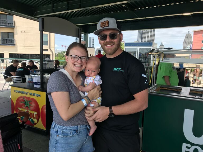 Caleb's work outing to the Tin Caps game.