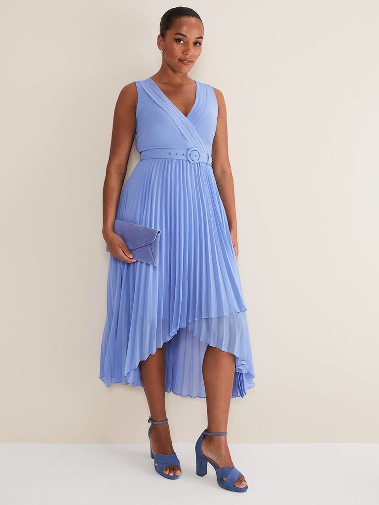 Blue pleated dress by Phase Eight. 