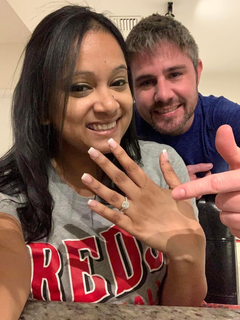 After 4 years of being together, Josh popped the question on a cruise during Rihanna's half time performance at the super bowl. (The only person to get Jenna to stop paying attention to Rihanna.)