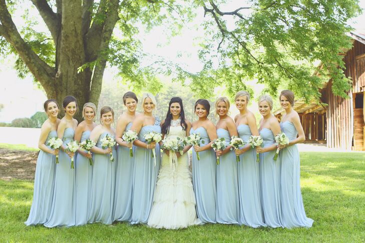 light pastel blue bridesmaid dresses