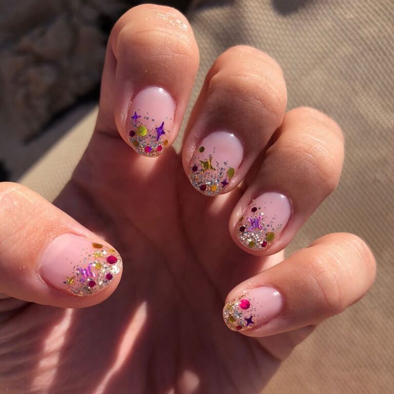 Confetti bachelorette nails