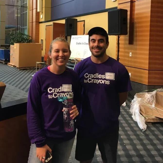 We met while working at a Boston non-profit organization called Cradles to Crayons, leading community events to collect essential items for kids in need. We immediately bonded over our love of music, food, and (later on) the beach!