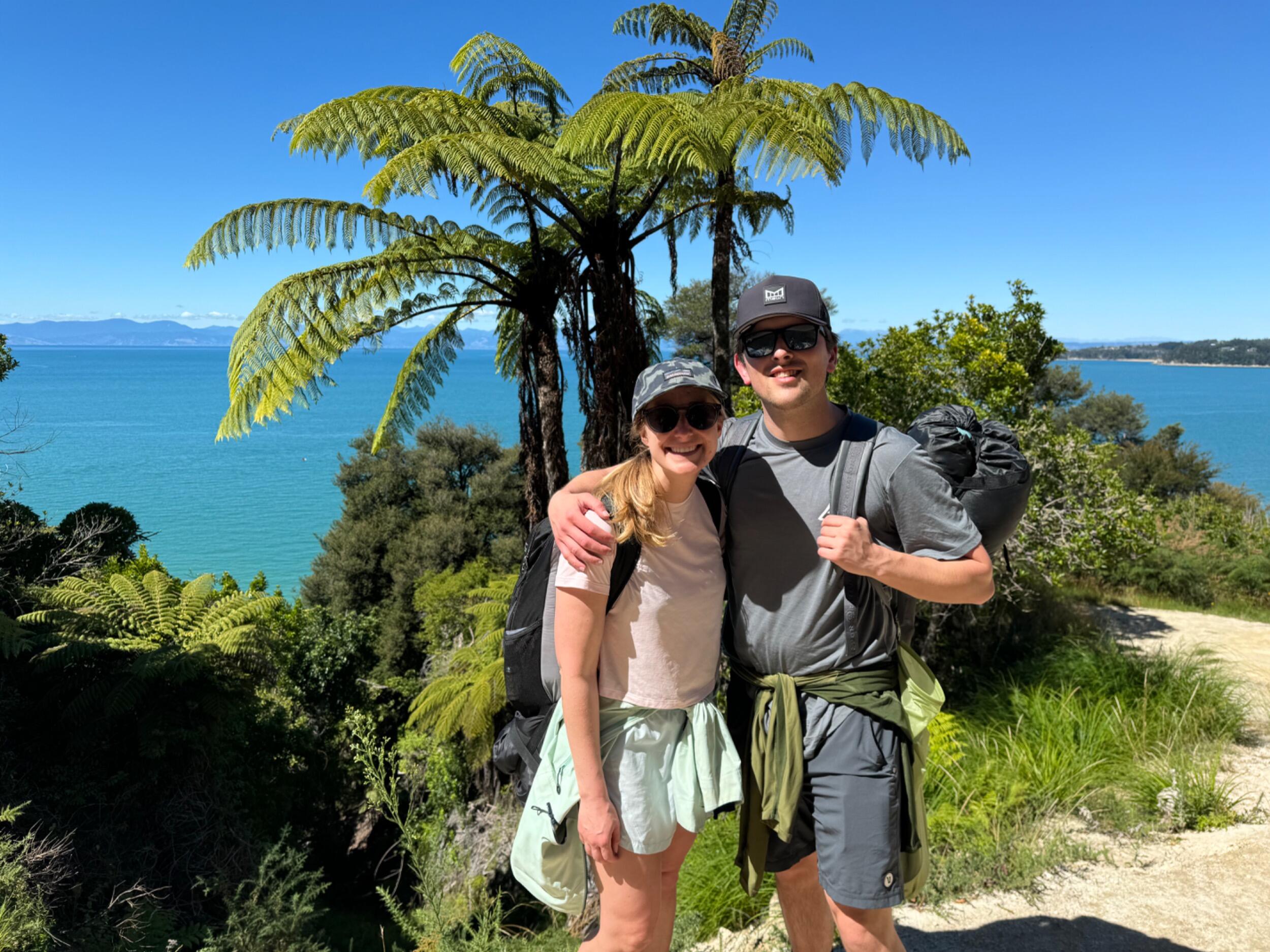 Engagement backpacking trip in Abel Tasman, New Zealand. 