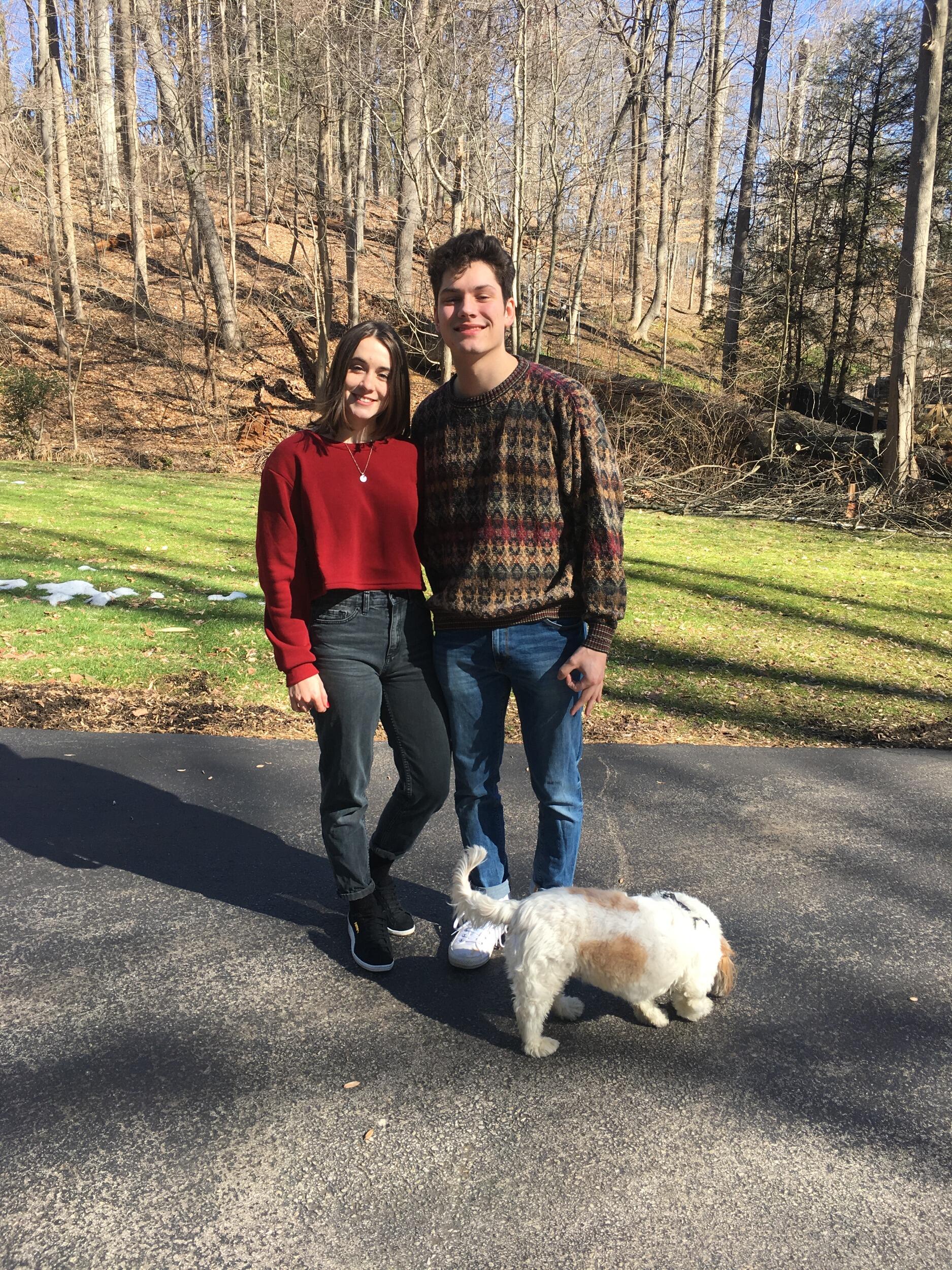 Our first photo ever taken together (featuring Alby).