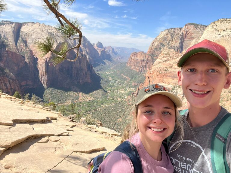 At Zion National Park! We are at the top of Angel's Landing