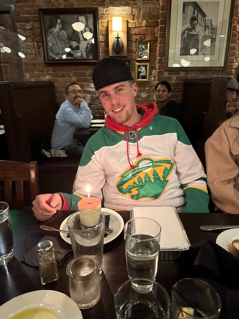 Noah's 21st birthday
-drove to Duluth to watch diving coach Hannah
-Went to Wild game with Hannah's family
-Cassetas after game to celebrate
