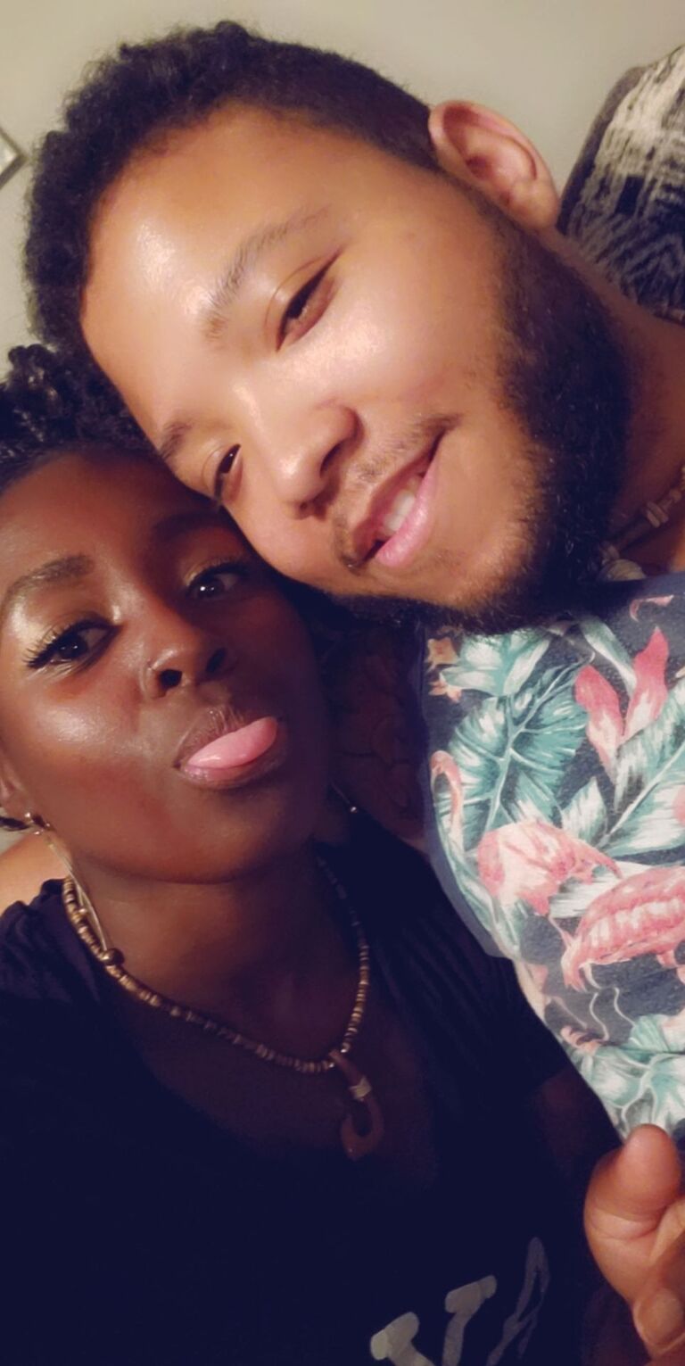 Our first photo together after becoming official.