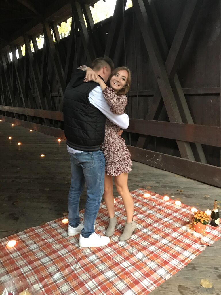 Jon proposes to Megan back in Michigan! Her sister and brother in law Aly and eric drove from Washington DC to surprise her and be there for the moment!