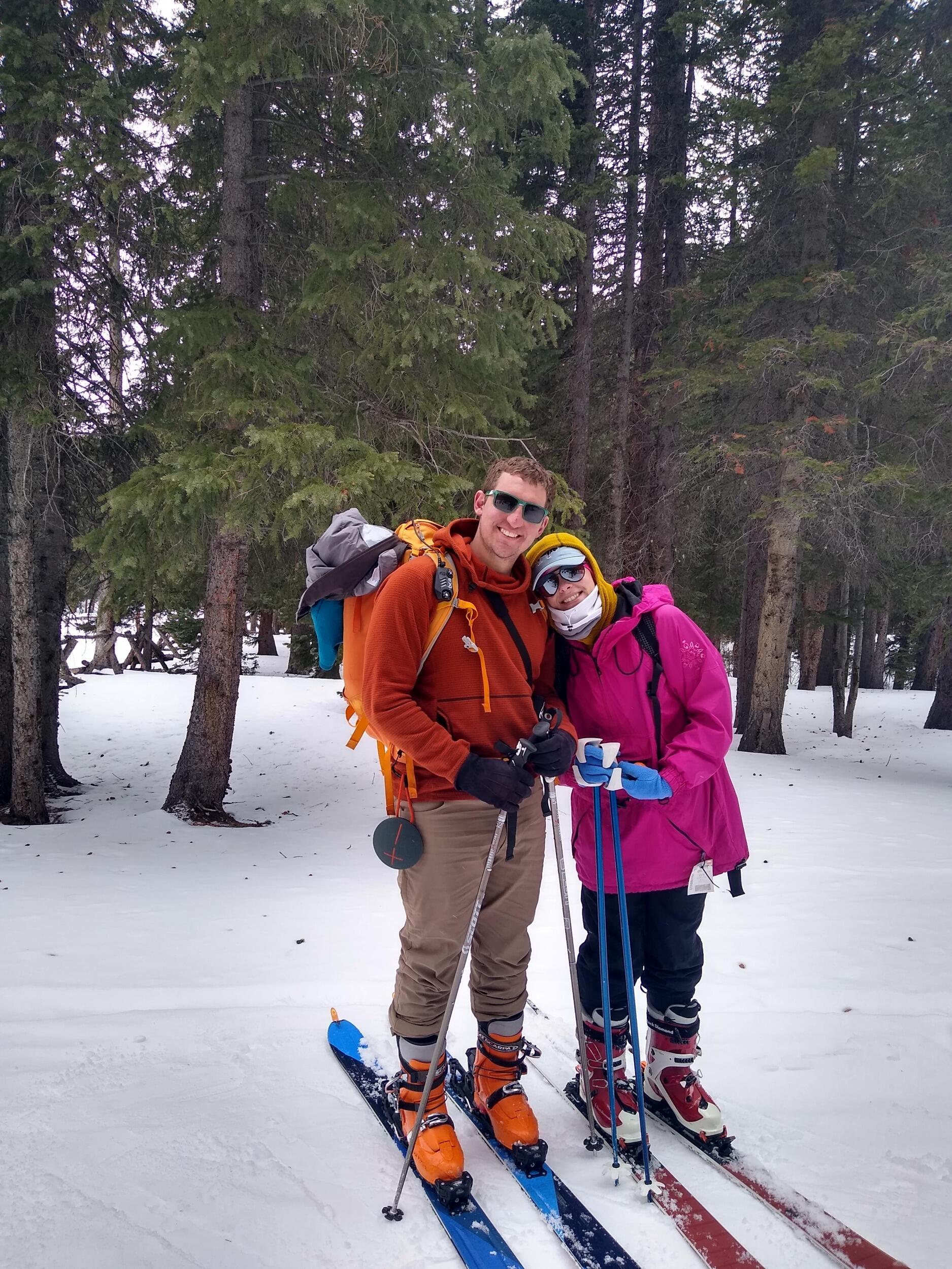 Kyle and Kiana on their first backcountry ski trip to the Geneva Hut in Colorado. Little did they know, COVID would be shutting down most things while they were without cell service at the hut.