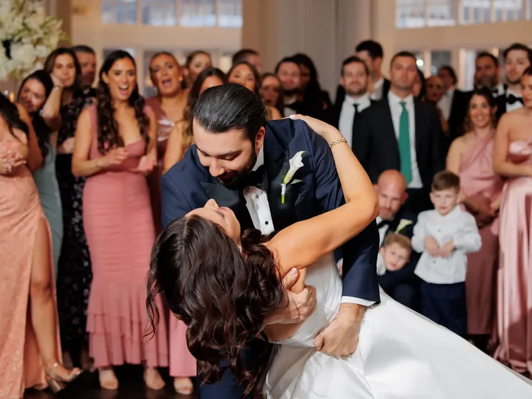 Bride and groom sharing first dance with dance lessons by Enhance Your Dance wedding dance lessons in Tampa, Florida
