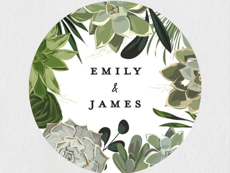 Personalised Round Eucalyptus Leaves Wedding Stickers / Wedding Favor  Stickers / Wedding Invitation Stickers / Wedding Sweets Stickers 