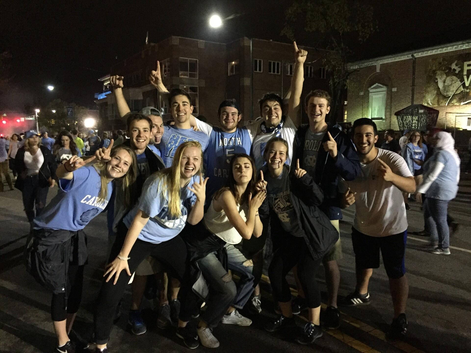 We loved our time at UNC together! This was one of our favorite memories when we won the National championship down on Franklin Street