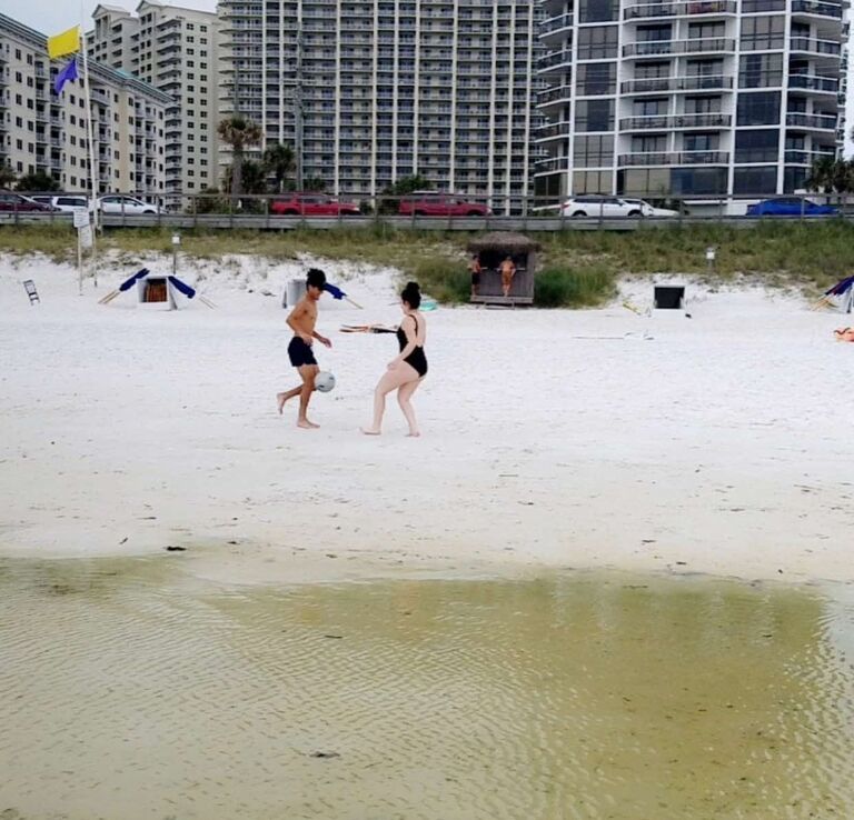 Playing soccer on the beach for Spring Break