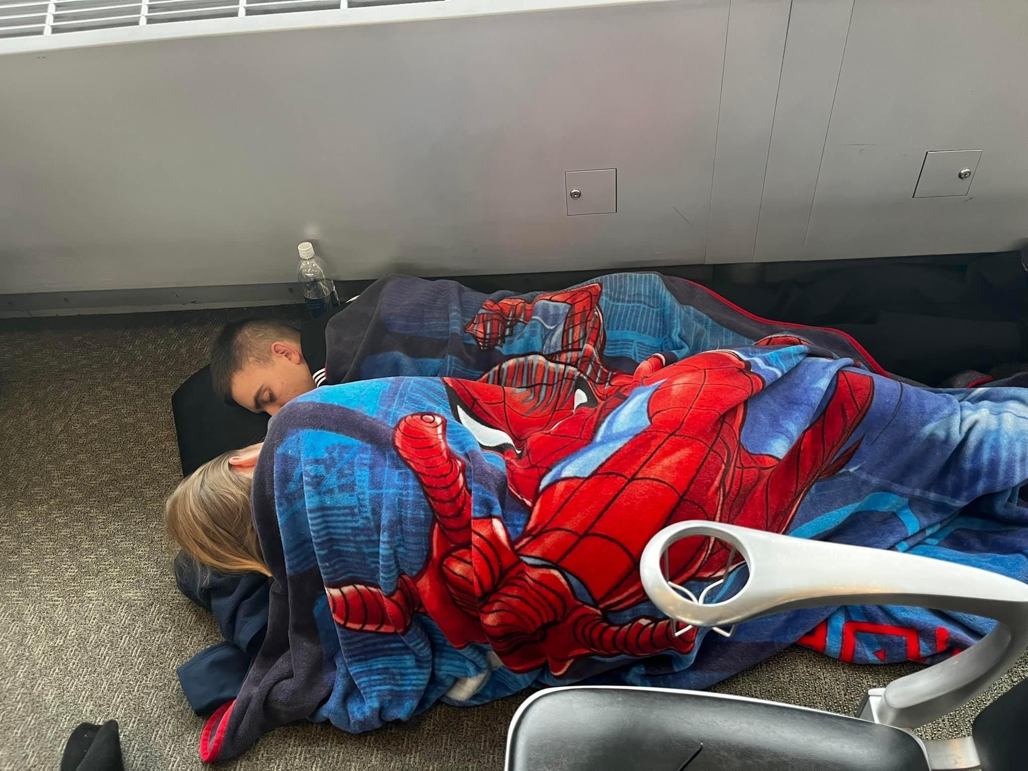 First time sleeping at the airport together!