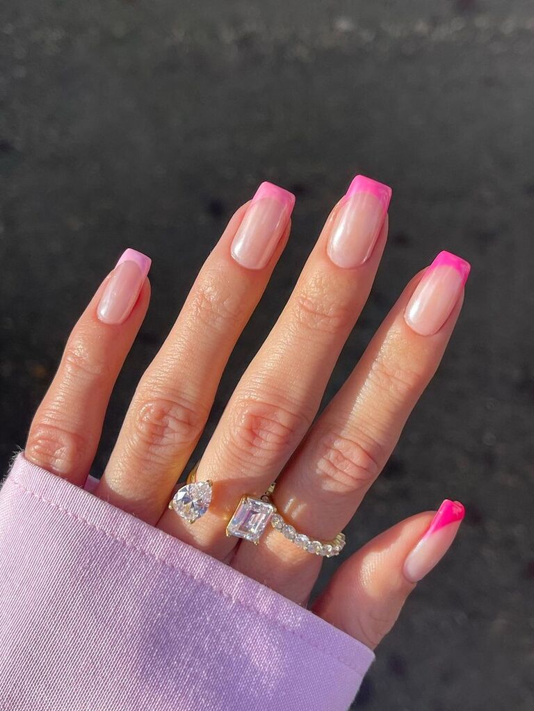 Pink ombre French tips