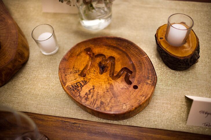 Carved Wood Round Wedding Place Settings