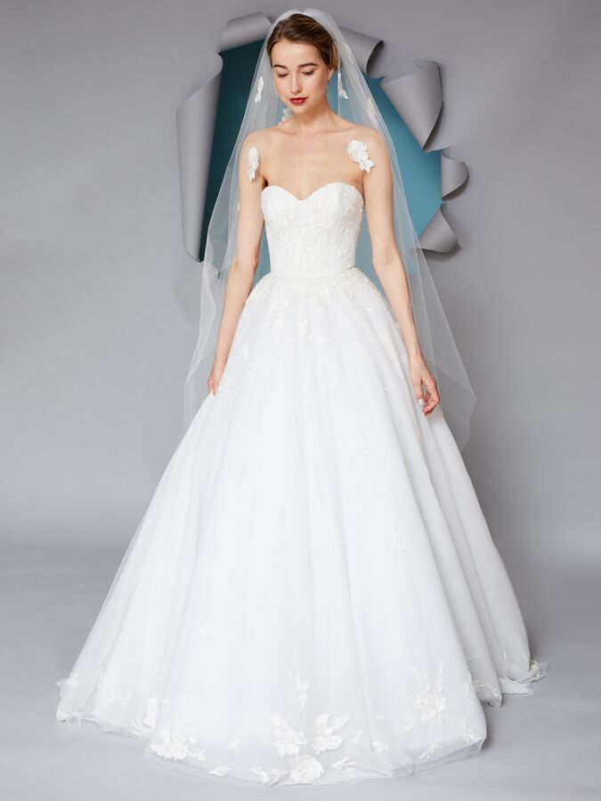 Strapless Brocade Ball Gown Wedding Dress