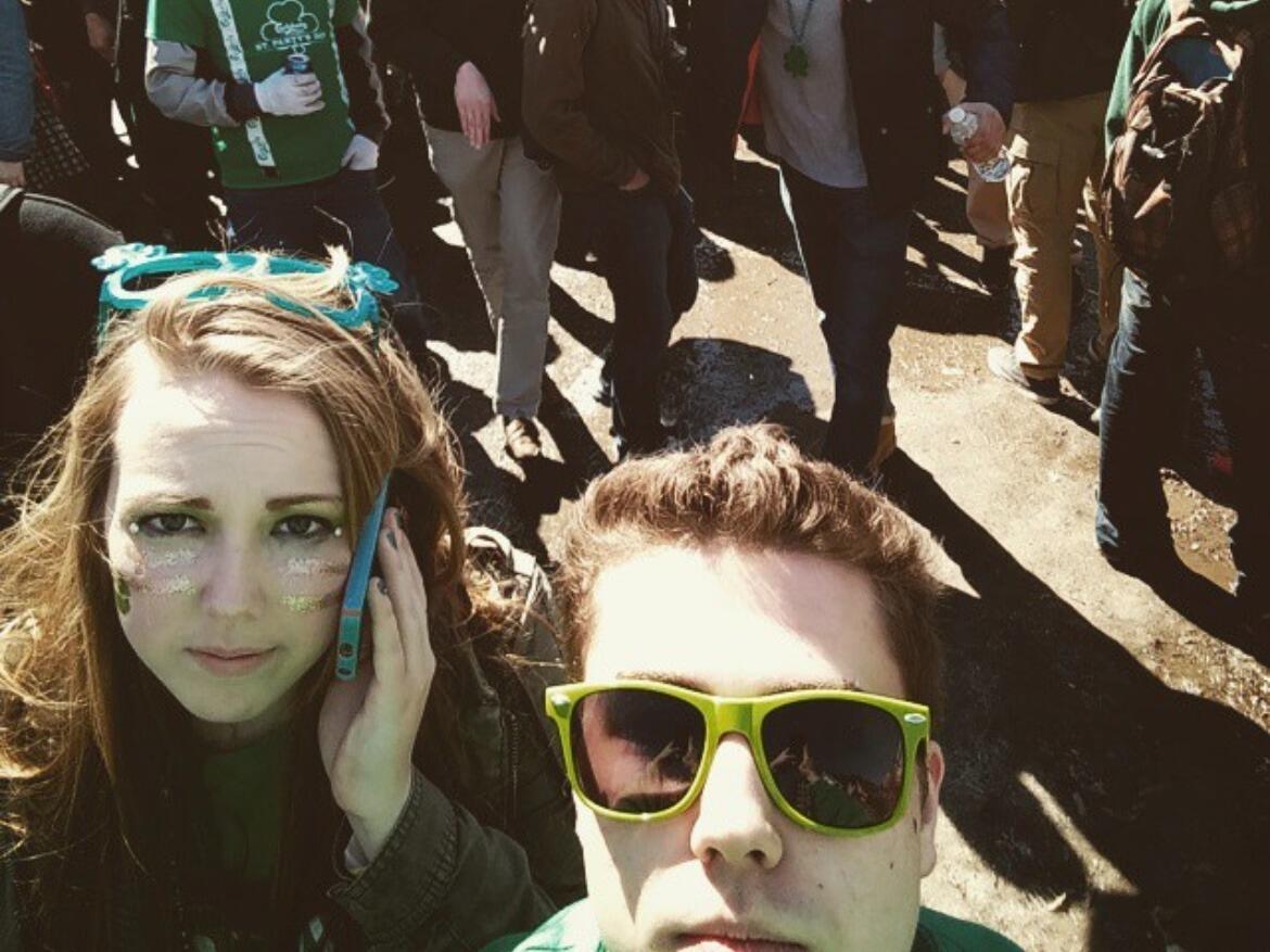 Our first picture together, captured lost somewhere on Ezra Street in Waterloo on St. Patricks Day. We met playing hockey together at Laurier. 