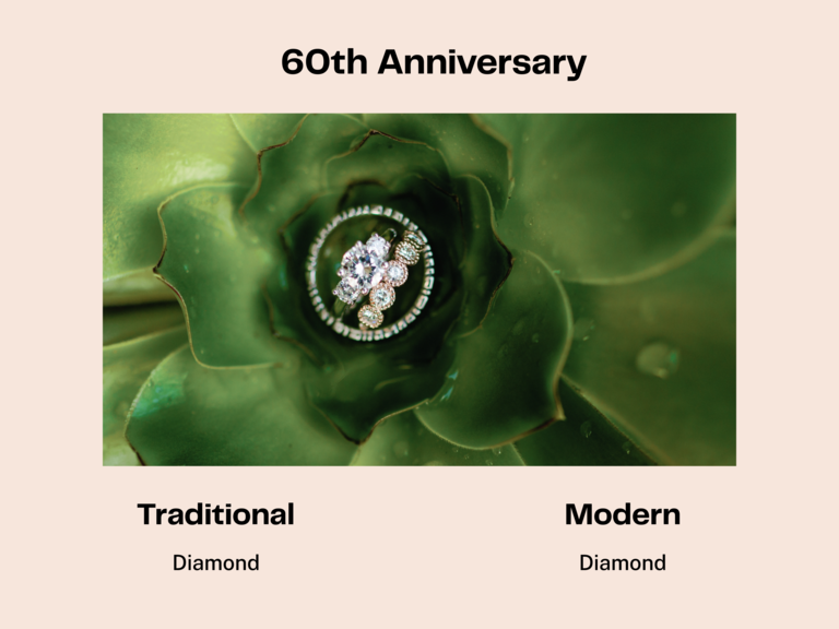 Sixtieth wedding anniversary traditional gift diamond and modern gift diamond 