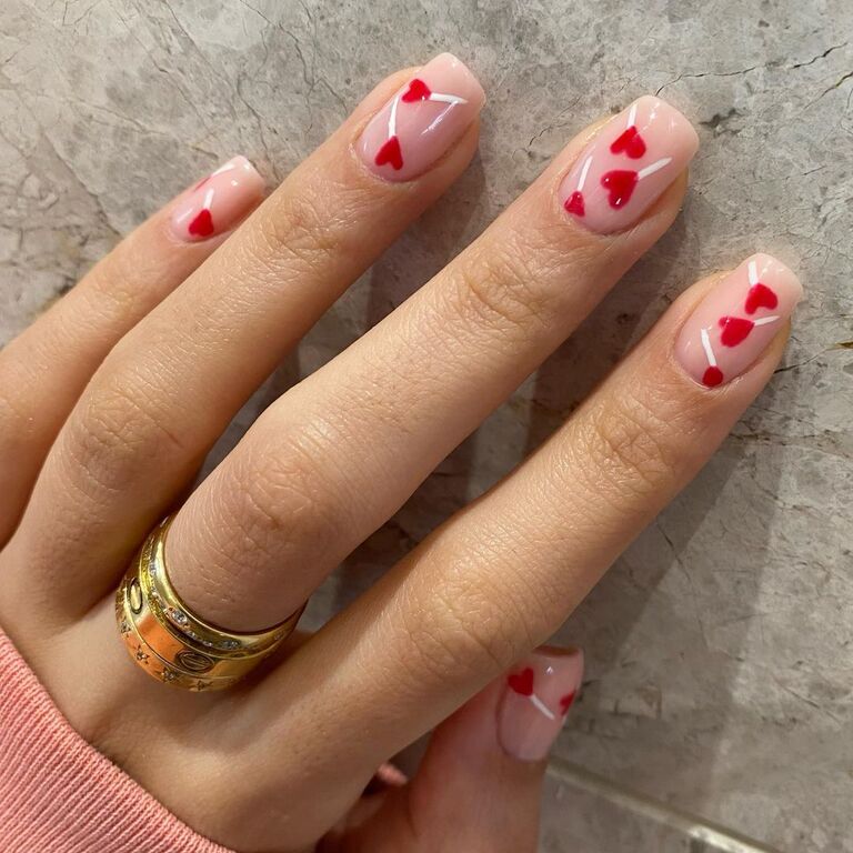 Heart lollipop Valentine's Day nails