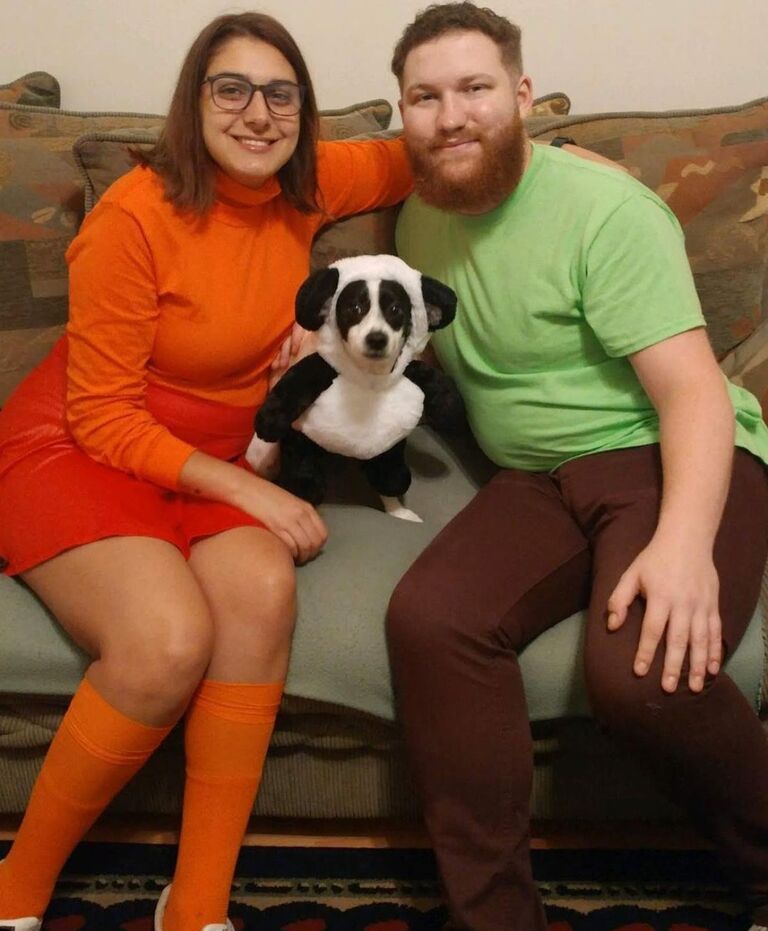 First Halloween with Buddy where we all went dressed as Shaggy, Velma, and Scooby undercover as a panda!