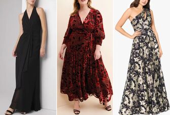 Three petite wedding guest dress ideas for women over 50