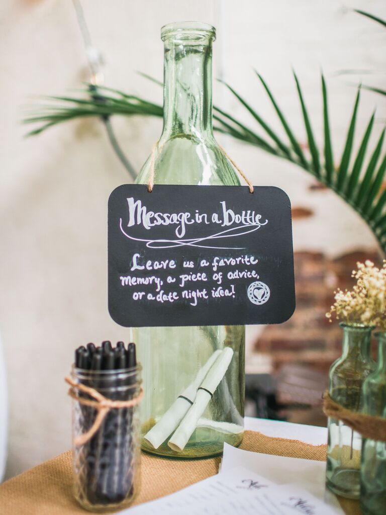 message in a bottle alternative wedding guest book idea
