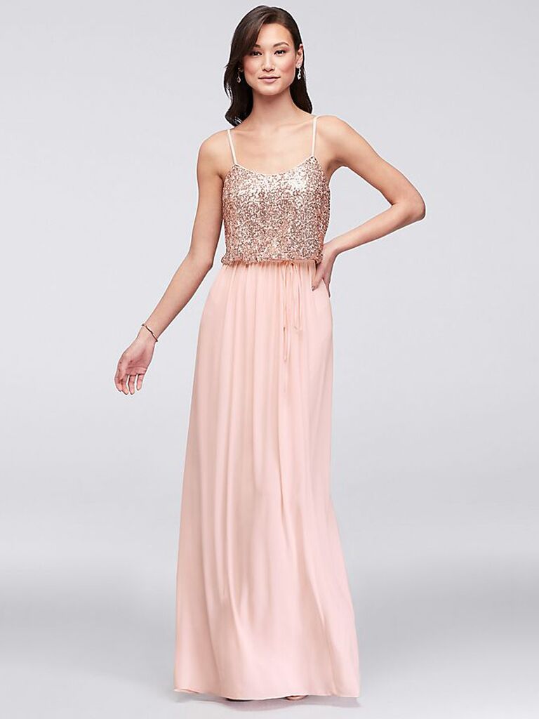 blush pink sparkly bridesmaid dresses