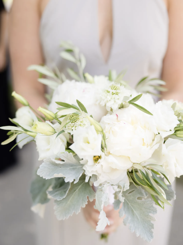 Wedding Bouquet With Olive Leaves and Lamb's Ear