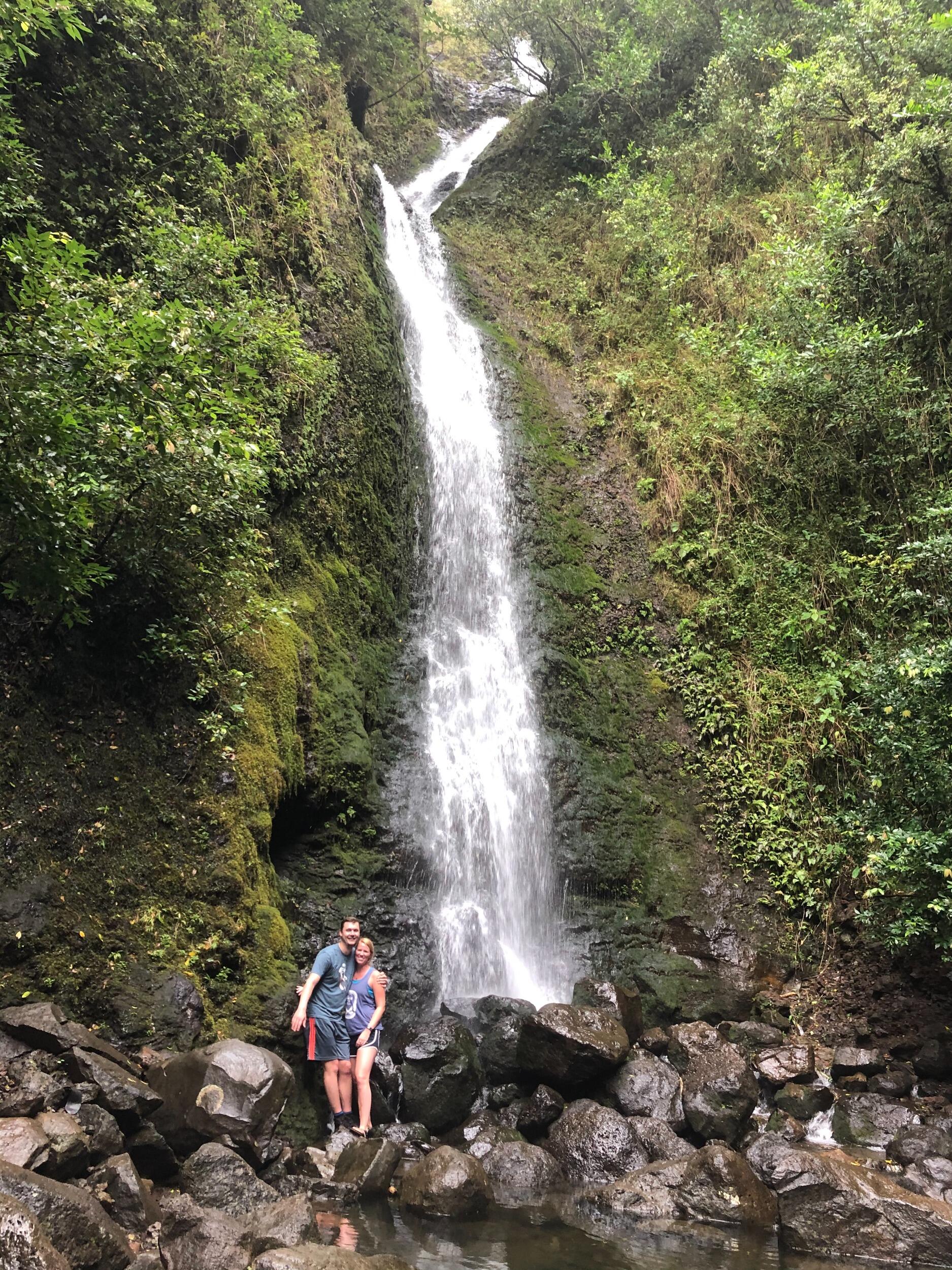 Checking out the Hawaii waterfalls