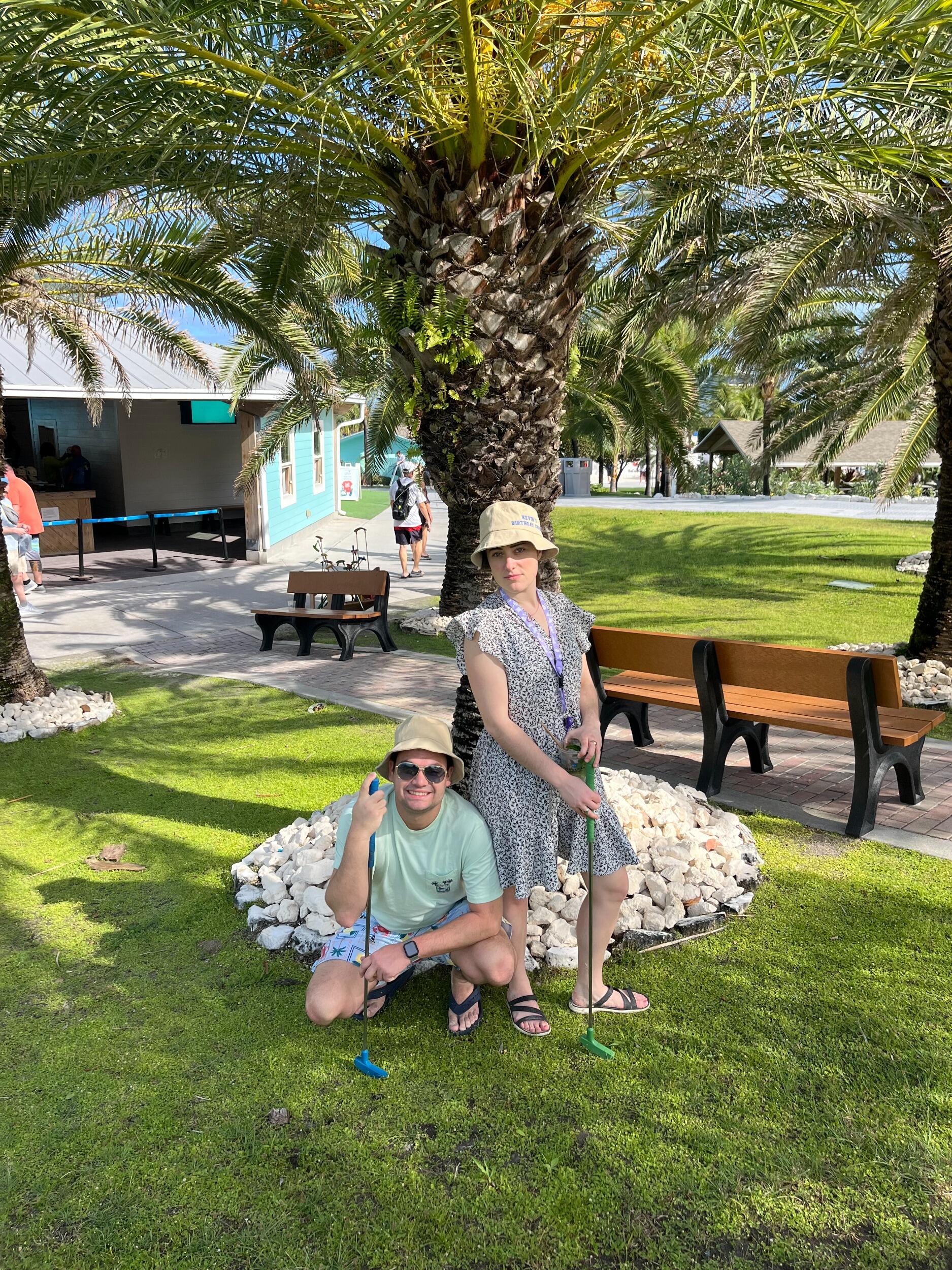 Testing out our golf skills in the Bahamas 