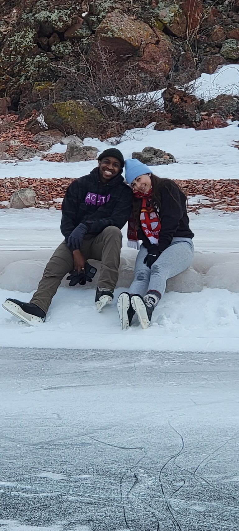 They spent their 1st New Years together skating on a frozen lake in Wyoming ⛸️
