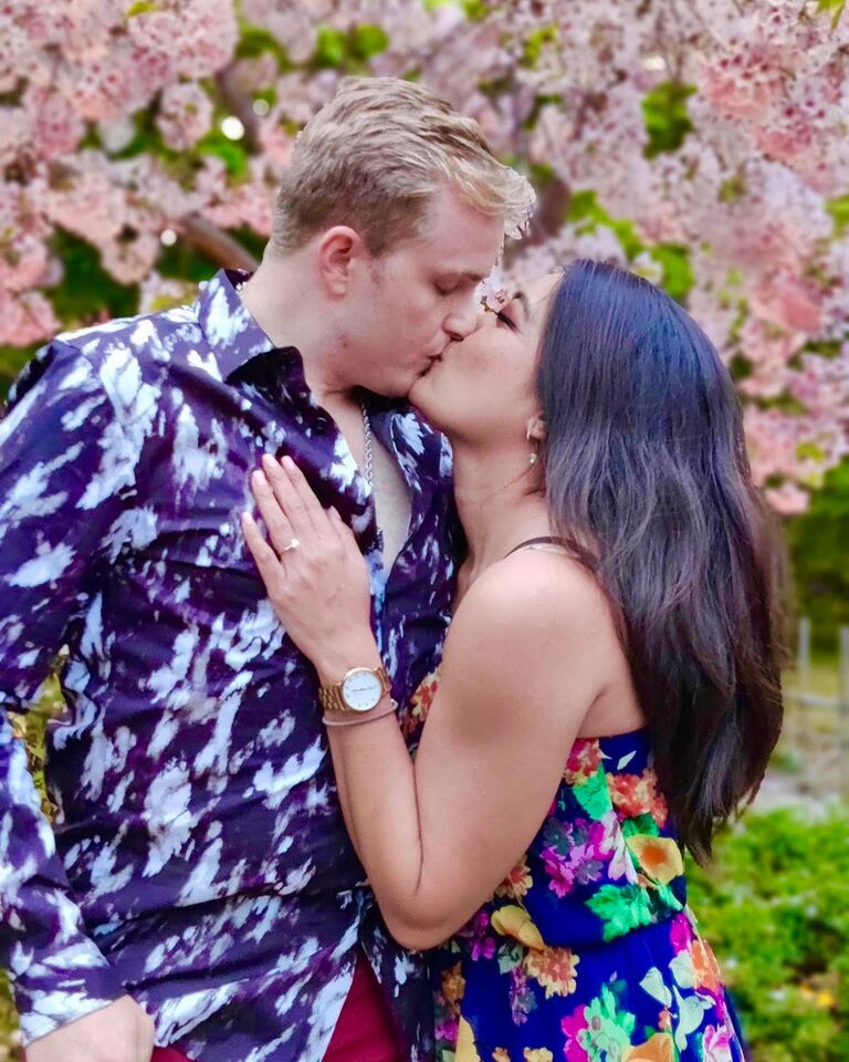 After a year of being together, Jason proposed to Donna at Hakone Gardens in Saratoga, CA during cherry blossom season.