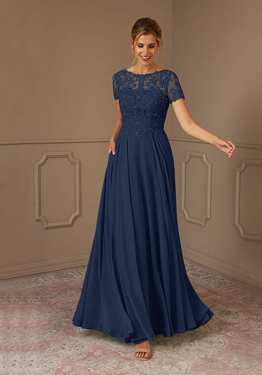 Azazie Azazie Adina Chiffon in Dark Navy Mother Of The Bride Dress | The  Knot