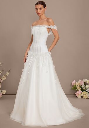 Fall in love with the JJ's House Lonas Ball-Gown/Princess Strapless Convertible Lace Wedding Dress! A timeless and elegant design crafted to make your dream wedding a reality. Shine with confidence as you walk down the aisle.