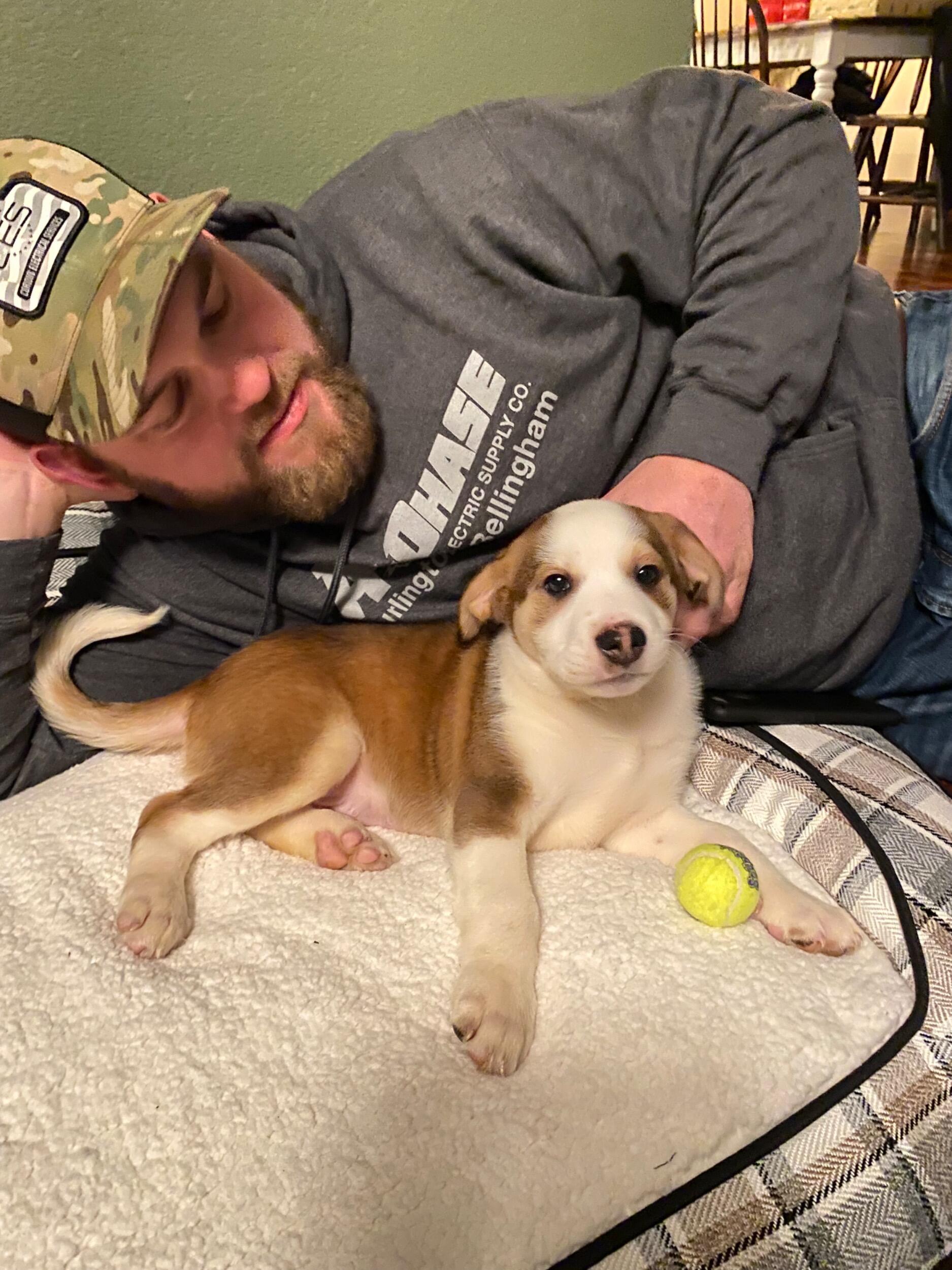 Joey boy's first night at home with us! We met and adopted Joey from rumyhuman and quickly fell in love.  Our spunky boy has brought us so much joy.  We love him so much and he is very spoiled!