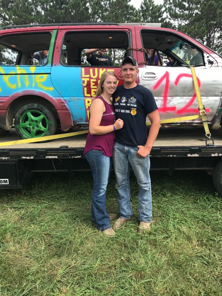 Grant County demo derby with the red mini van. 