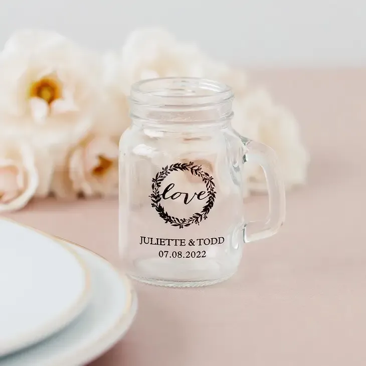 Clear Glass Coffee Mugs - Personalized - Forever Wedding Favors