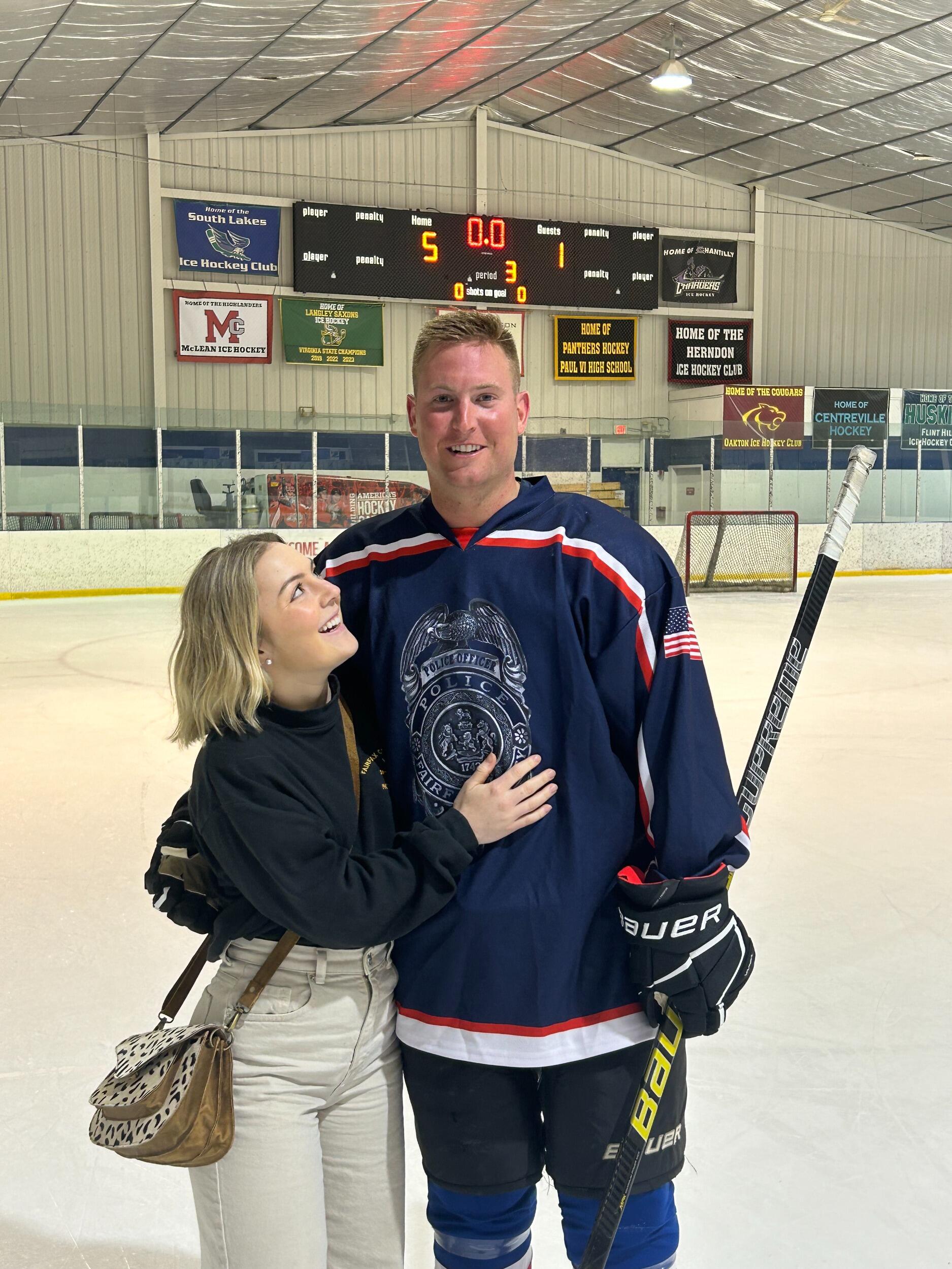 Kyle's third year playing for the Police Department during the annual Fire v. Police Hockey Tournament. Kyle scored this game to help the PD win 5 - 1!!