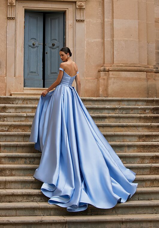 blue moon wedding dresses Custom Blue Quinceañera Ball Gown with 3D Beaded Appliqués and Dramatic Train Custom Size / Ivory/Off White