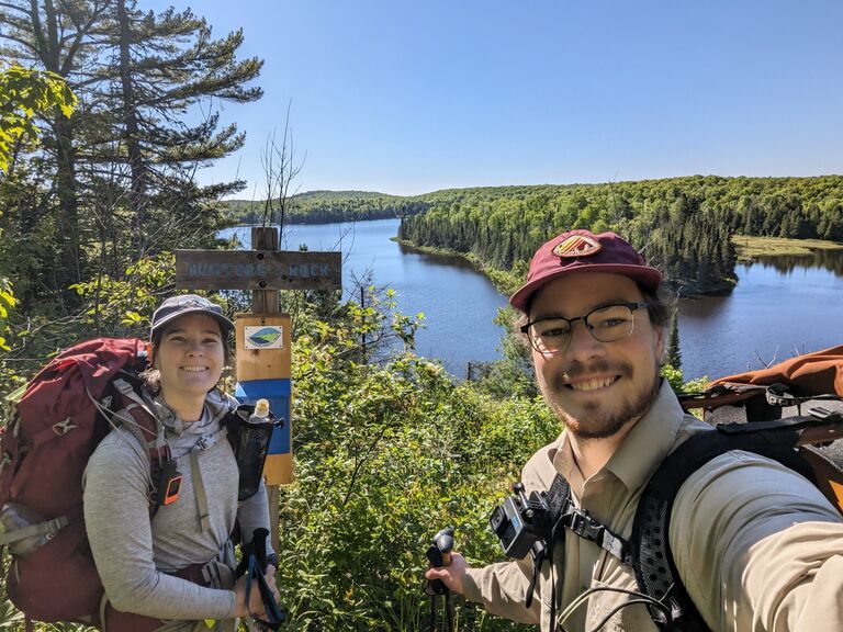 We went on a backpacking trip on a section of the Superior Hiking Trail. On the second day David popped the question and Maggie (of course) said yes! We spent the rest of the day hiking to a beautiful campsite on lake Agnes that we shared with a family of loons.