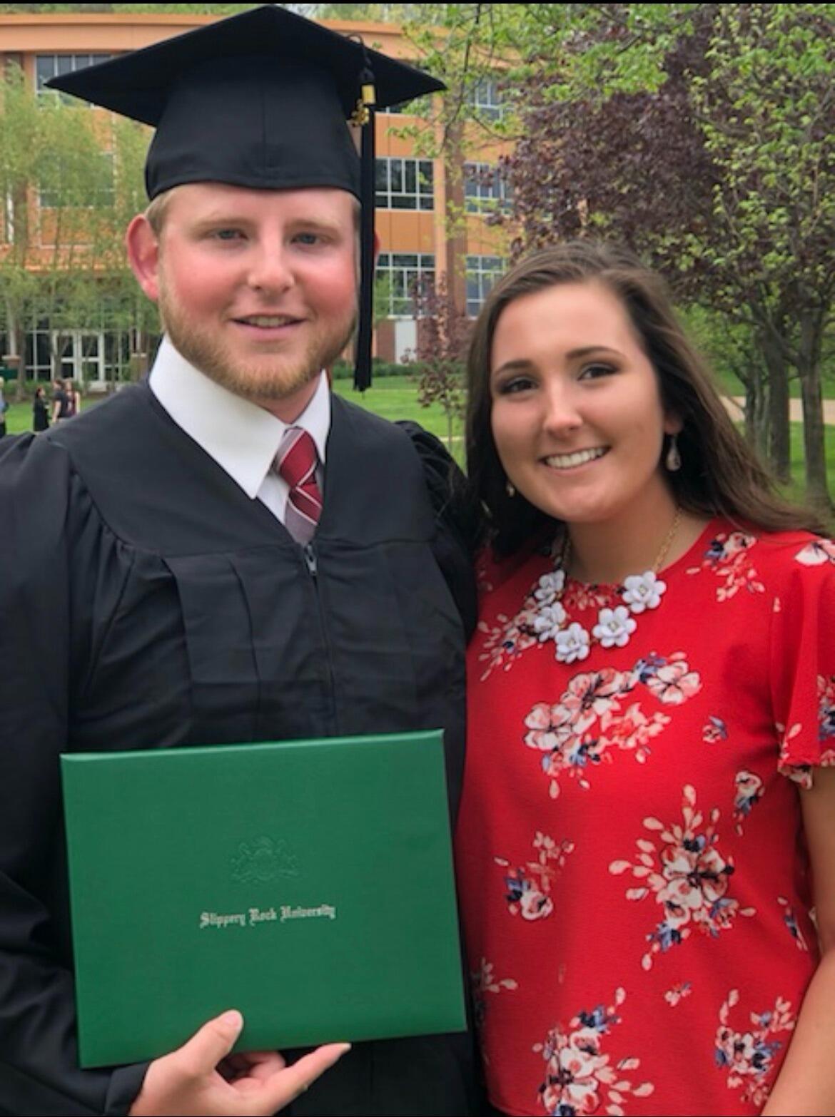 Chad graduated from Slippery Rock University with a Bachelors Degree in three years (over achiever) and got a job in Ohio so we could be closer together. 