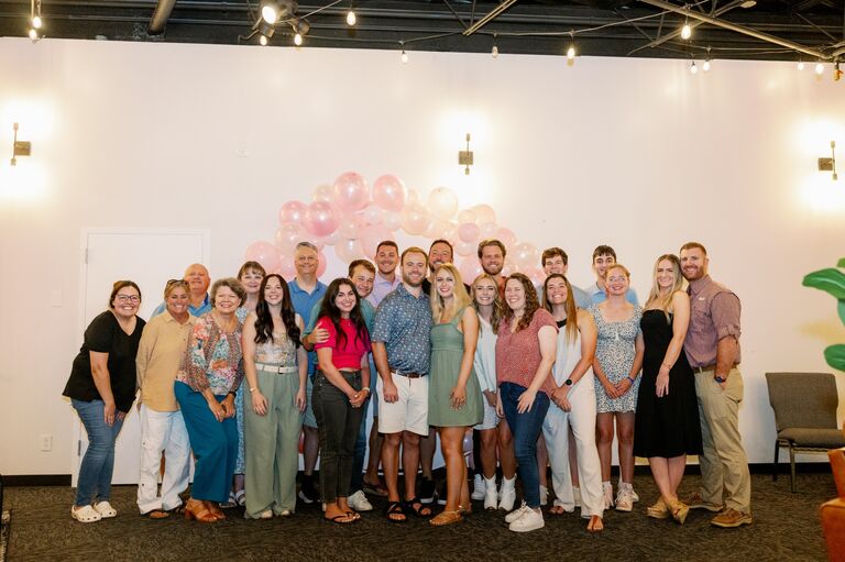 Hunter organized a surprise engagement party right after the proposal, where family and local friends were waiting to celebrate with them! 