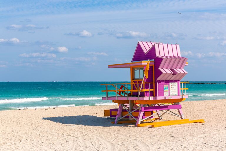 Miami Bachelorette Party - Pink lifeguard hut at South Beach