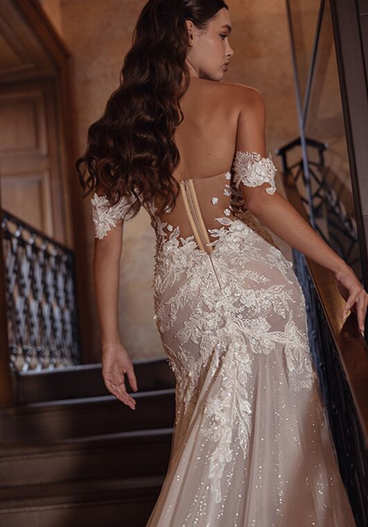 how to add sequins to a lace dress Lace evening dress with sequins main image 1