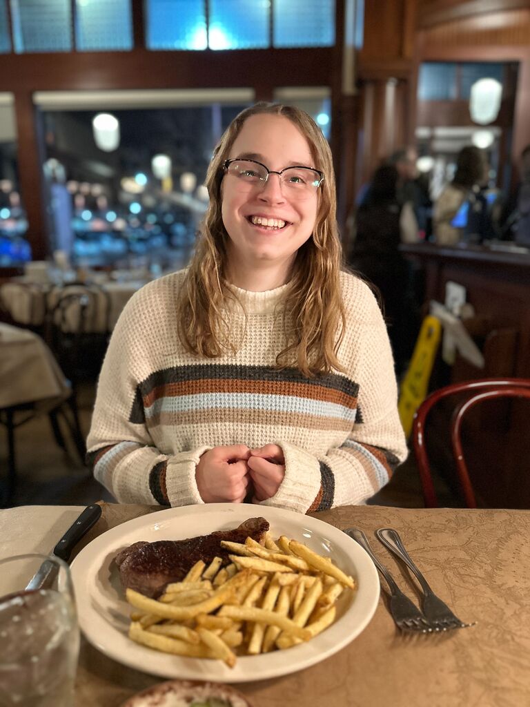 Valentines dinner together on our trip to Colorado