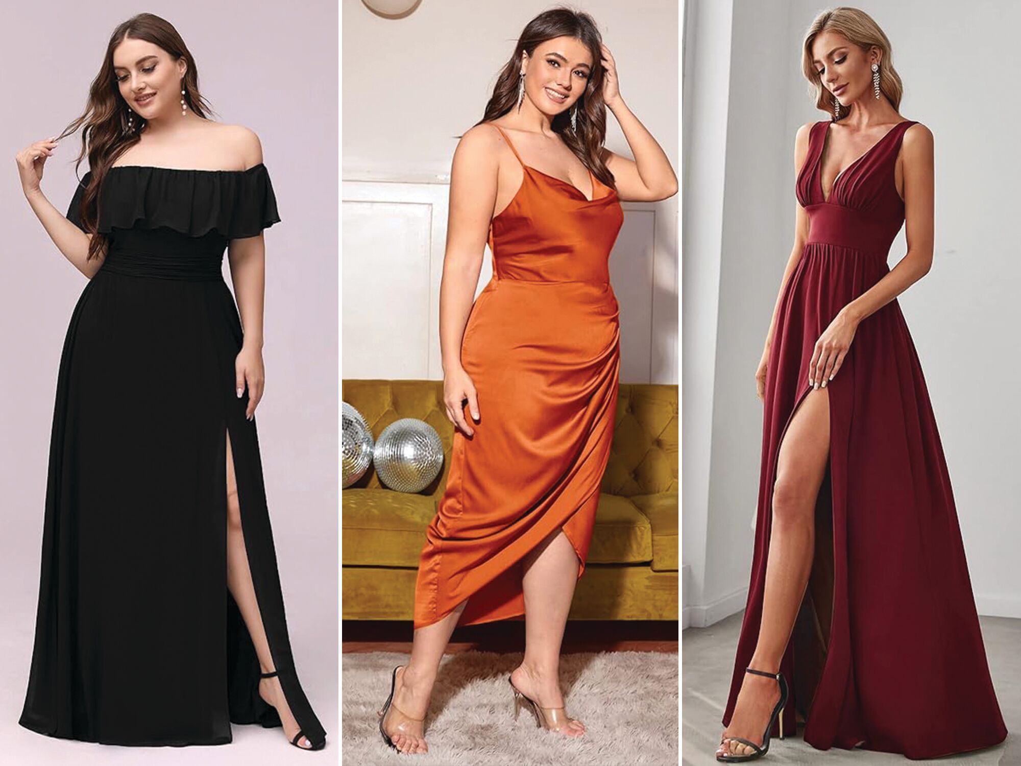 Three Amazon bridesmaid dresses