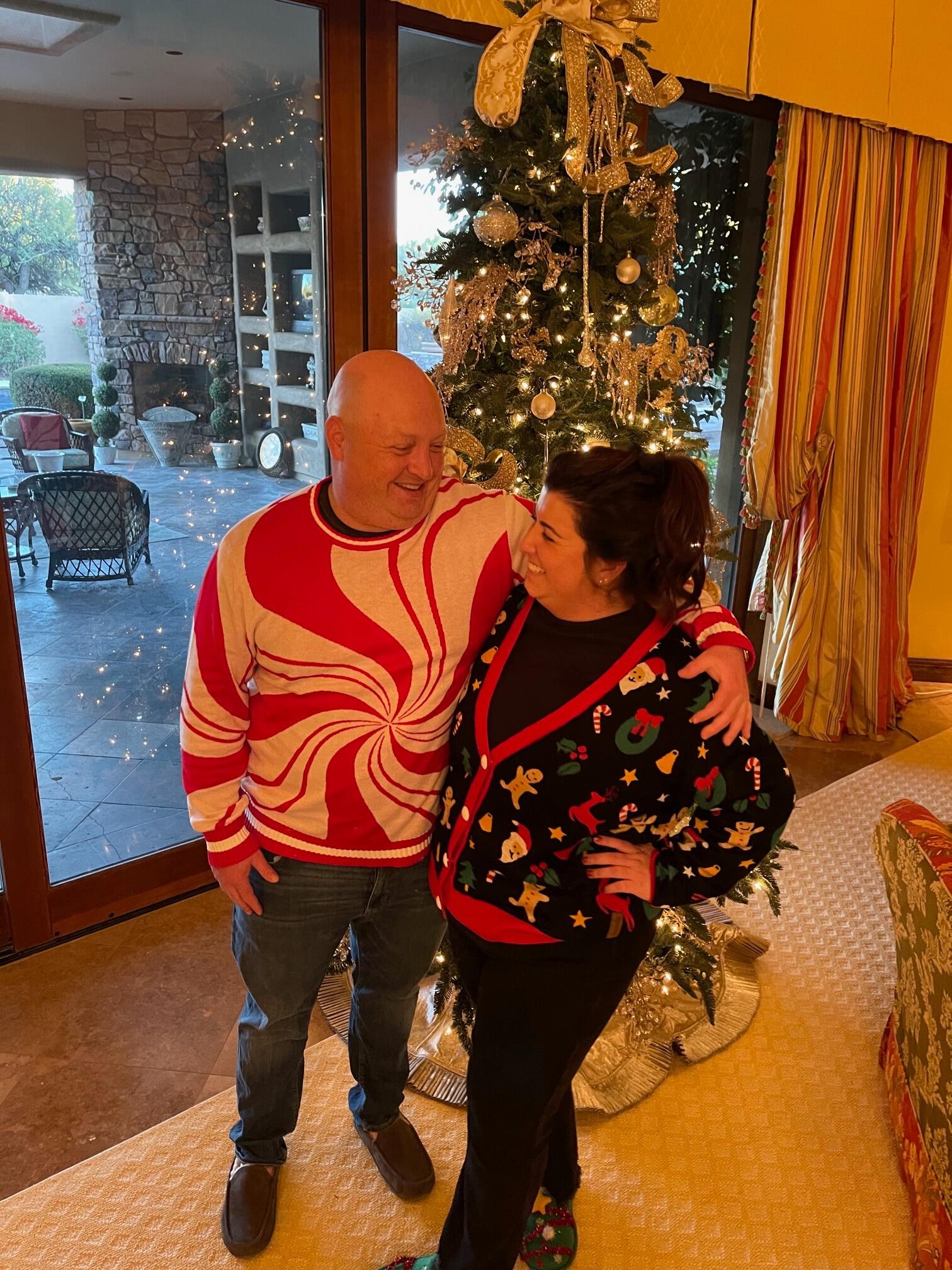 Christmas in Arizona together in our ugly holiday sweaters!