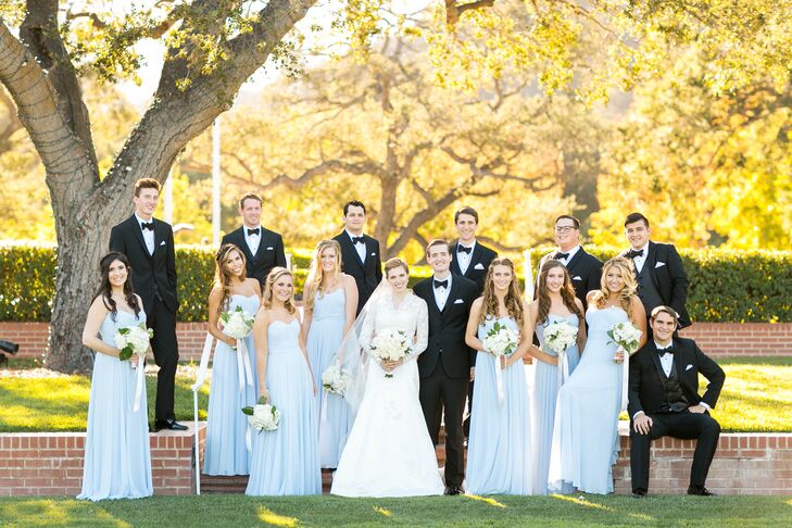 Pale Blue And Black Classic Country Club Wedding Attire