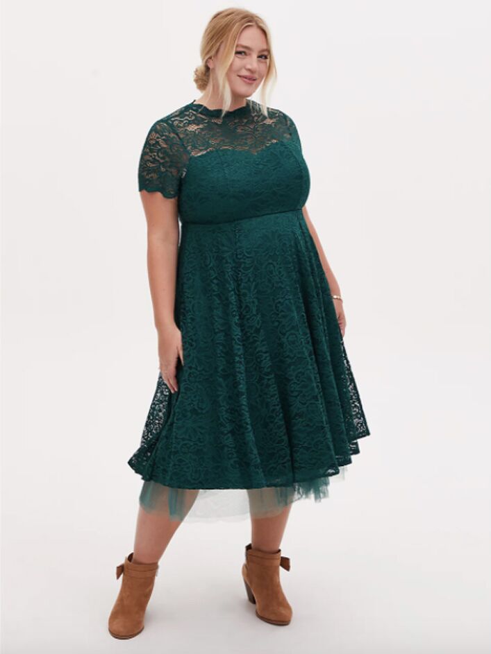 forest green plus size dress